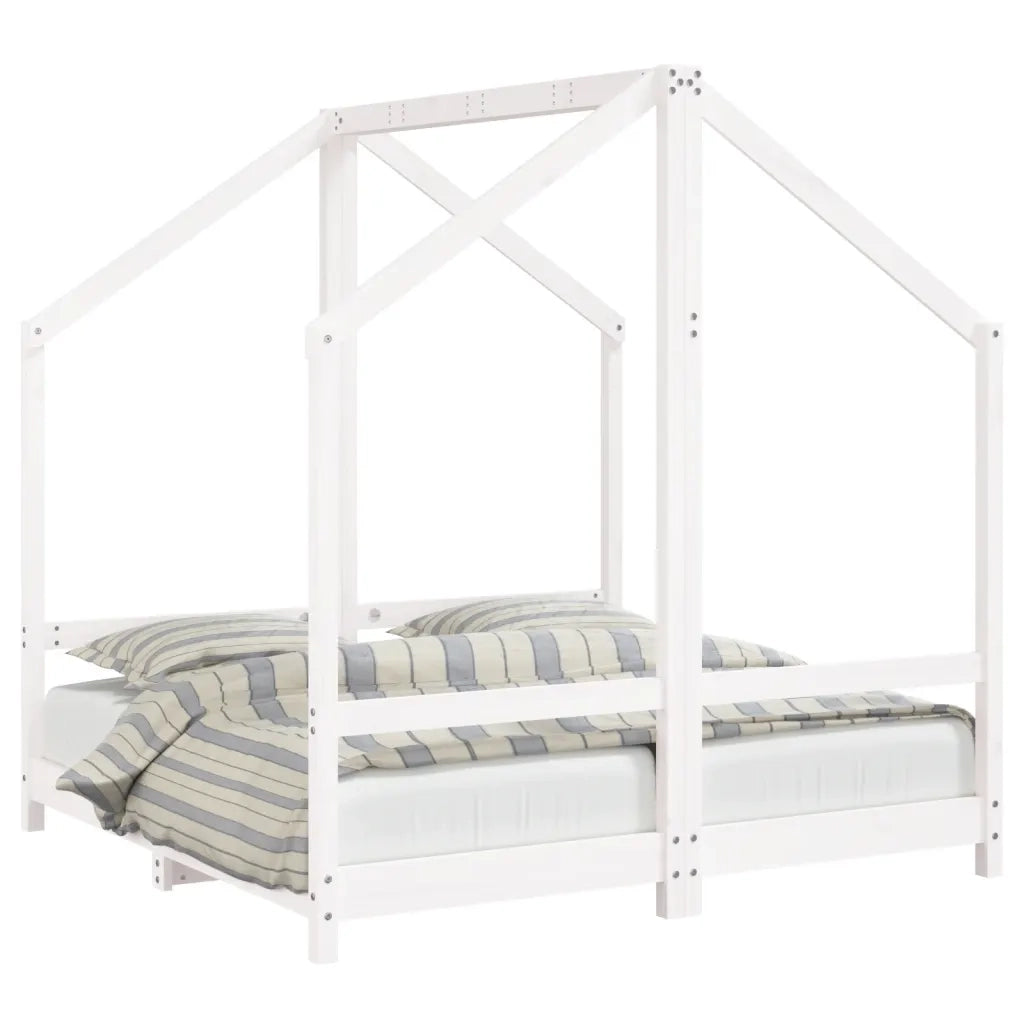 Giroletto per Bambini-Struttura Letto Bambini Bianco 2x(70x140)cm Legno Massello Pino