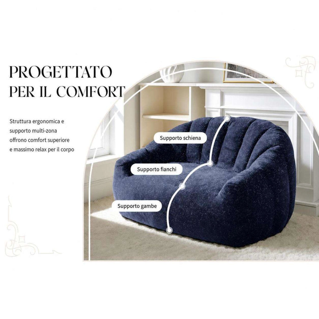 Poltrone relax, pouf, poltrone extra-large,Frevano ideali per il soggiorno e la camera da letto, blu