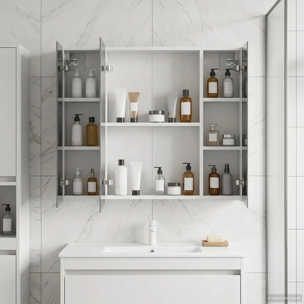 Mobiletto per specchio da bagno Bianco 80 x 14.5 x 70 cm