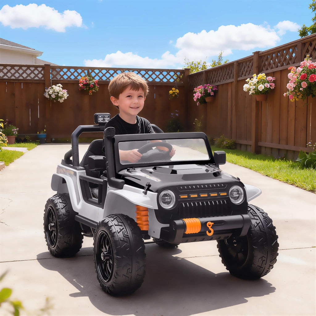 Auto Elettrica per Bambini 12V con Sedile Genitore ¨C Xylo ¨C Telecomando, Musica, LED, 3-8 Anni, Bianco