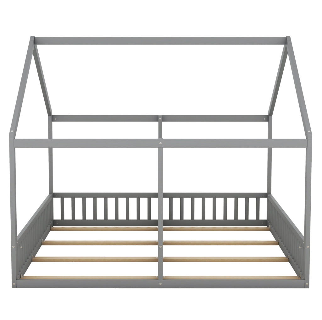 Letto per bambini 90x200 cm 2 in 1 con sponde; legno; grigio