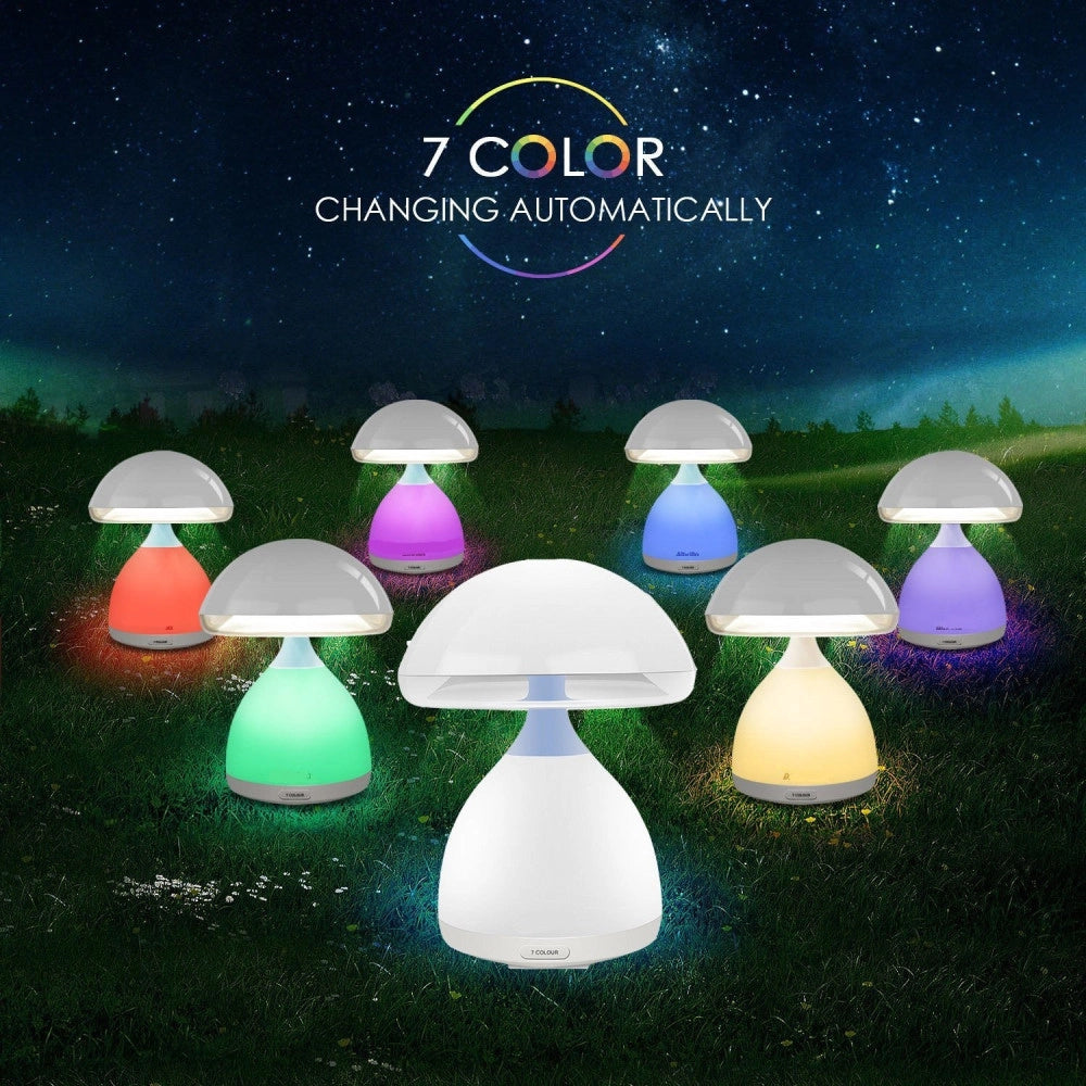 Trade Shop - Lampada Led Rgb A Fungo Colori Cromoterapia Tavolo Comodino 7 Colori Senza Fili -