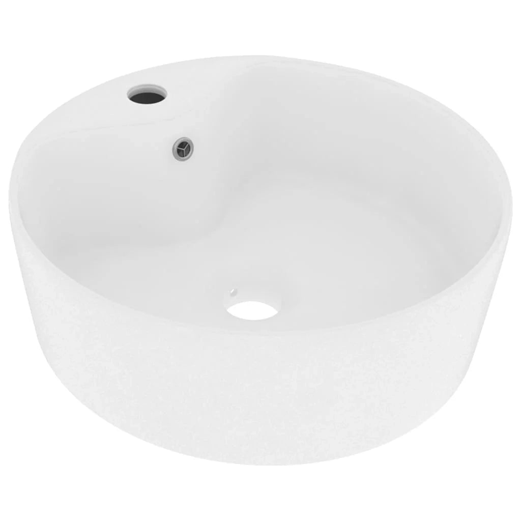 Lavabo di lusso con troppopieno lavabo da appoggio lavabo da bagno stanza da trucco casa 36 x 13 cm ceramica bianca opaca 02_0002773