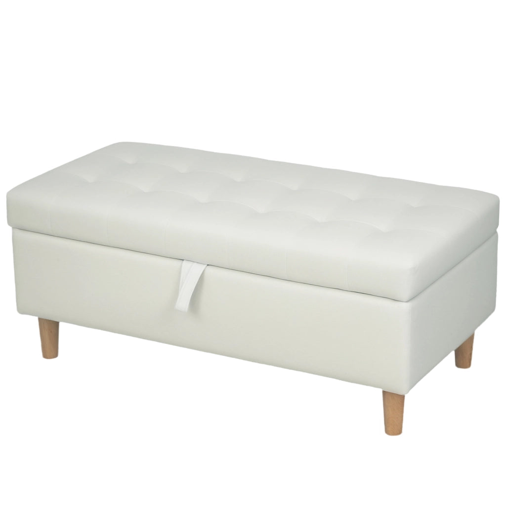 Poltrona pouf con cassetti ¨C zephmum ¨C crema 80x80x44 cm