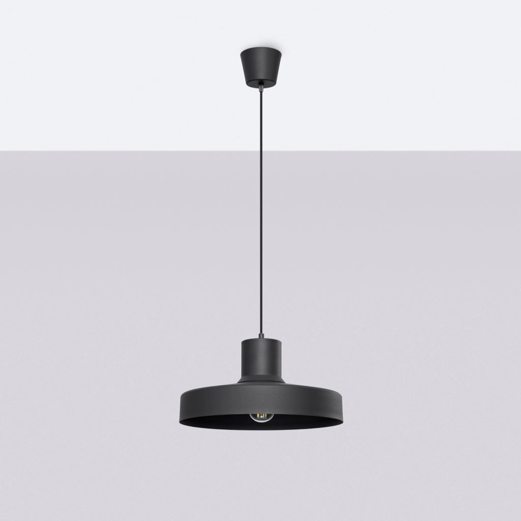 Lampada a sospensione BILO in acciaio nero E27 moderna rotonda 35x120cm