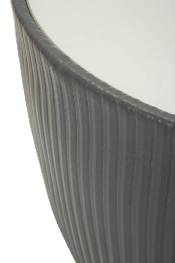 Tavolino da Caffè Elge Ø46x45 cm in Ferro e Ceramica e Poliestere Grigio e Oro e Bianco