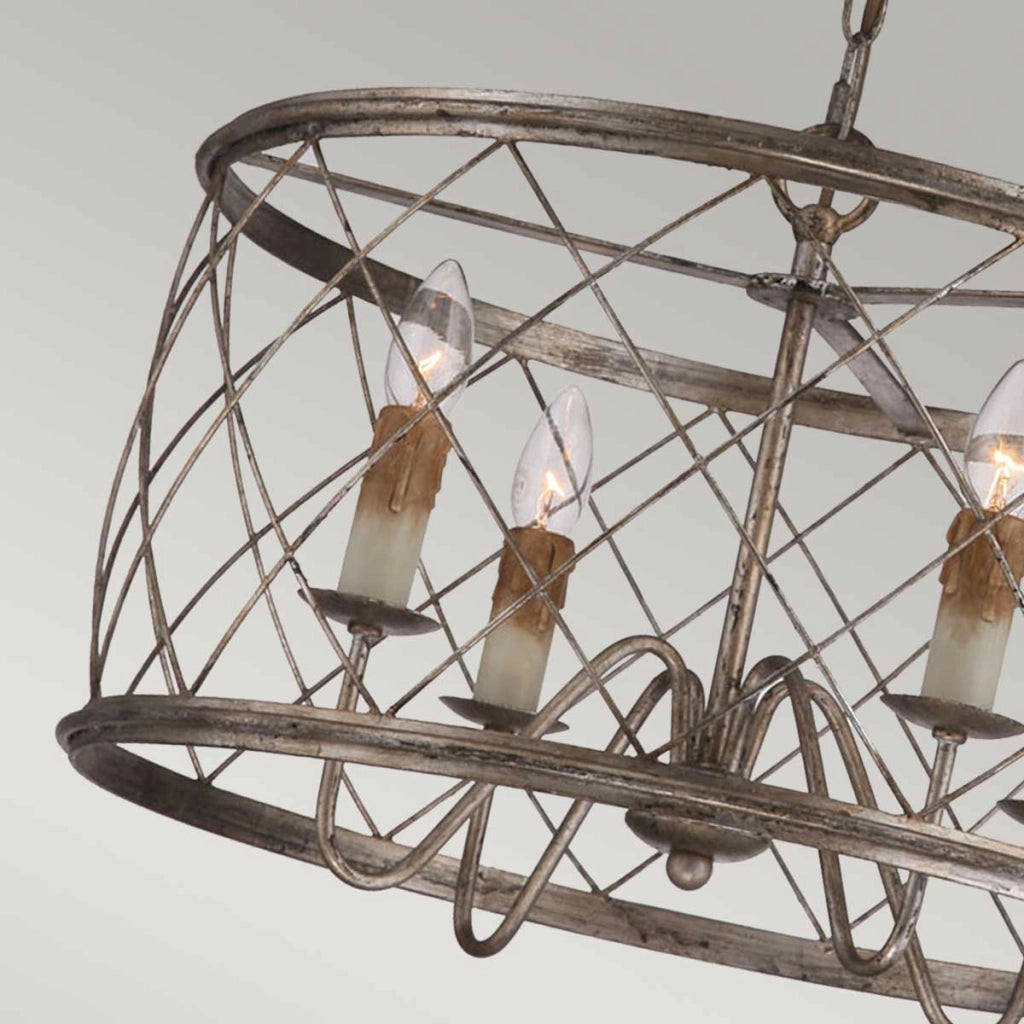 Lampadario Dury paillettes argento cromato Ø53cm 4xE14 Quoizel