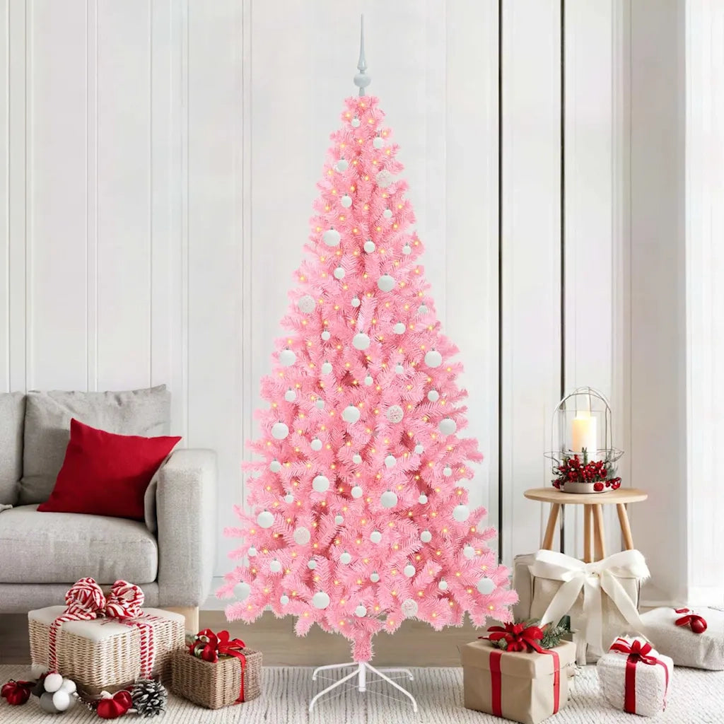 Albero di Natale con 300 LED con supporto Rosa 210 cm PVC