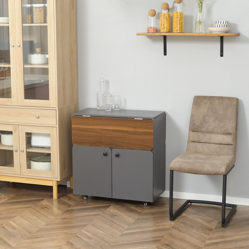 Tavolo pieghevole con cassettiera ¨C zephmum ¨C Grigio chiaro e marrone scuro, 70x83x75 cm
