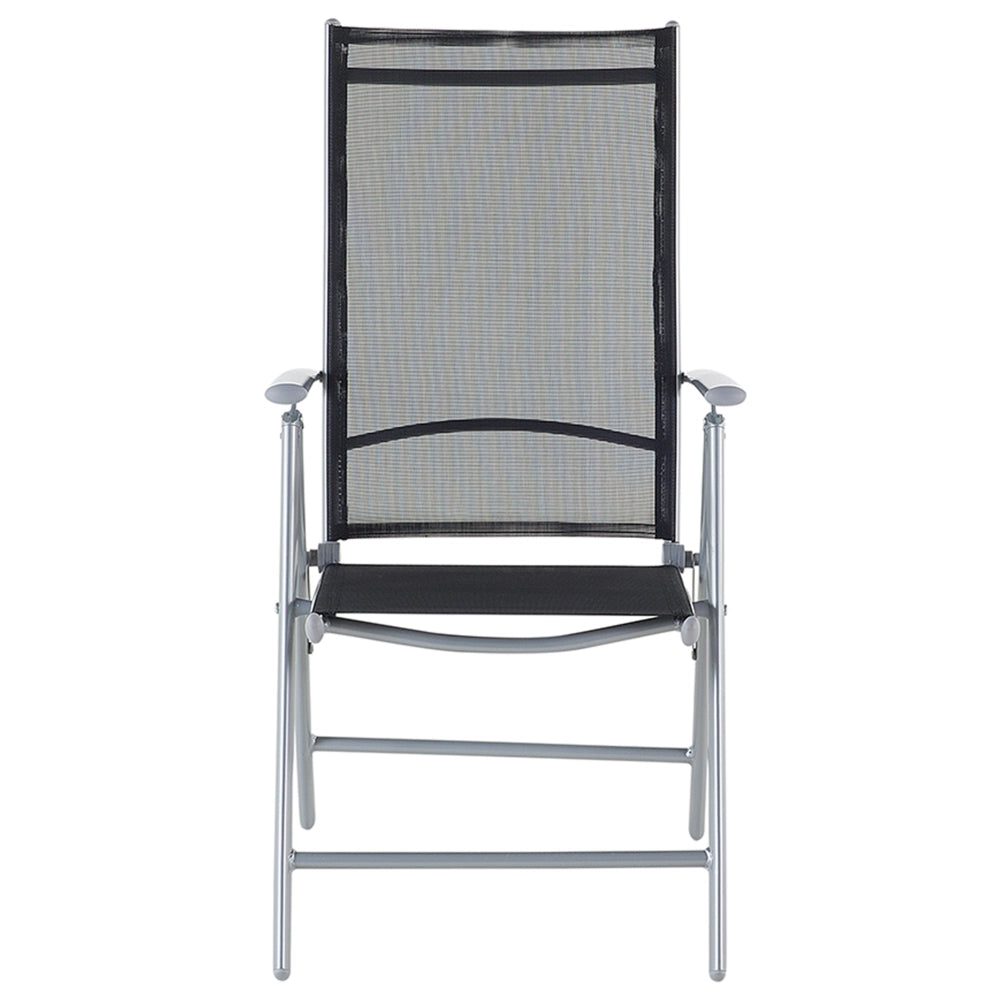 Set da pranzo da giardino in 7 pezzi Tavolo da pranzo in alluminio Nero con 6 sedie pieghevoli