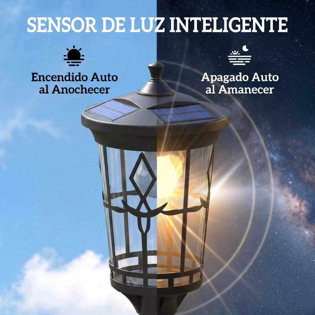 Lampada Solare da Giardino con Vaso ¨C Zephmum ¨C 2 Luci 100/50 lm IP44 Nero