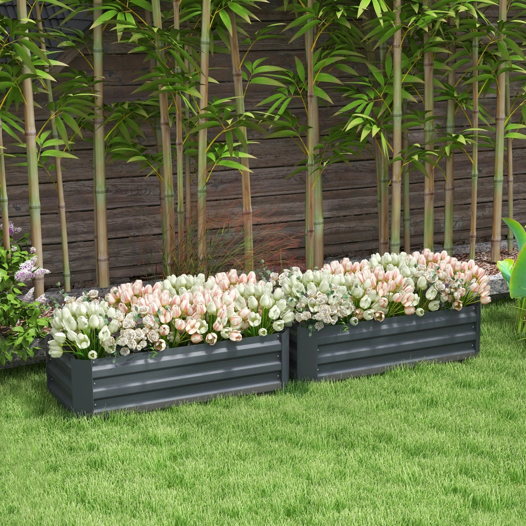 2 Pezzi Letti Rialzati per Orto ¨C Zephmum ¨C Grigio Acciaio Ondulato 100x50x30 cm