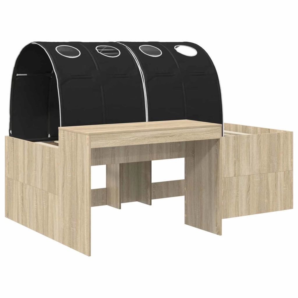 Letto con Tunnel 3 pz Rovere Sonoma e Nero Legno multistrato 3423652