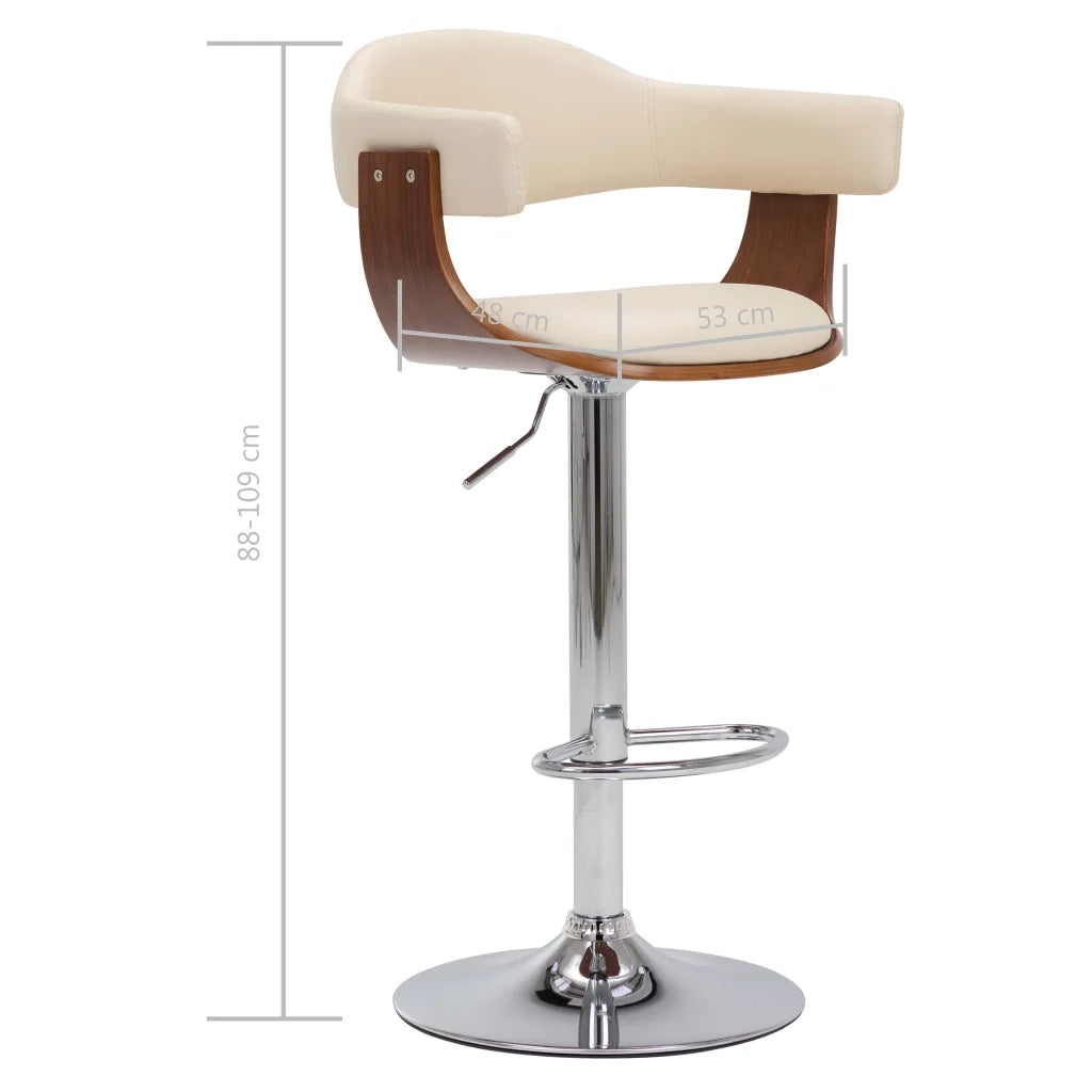 Sgabelli da Bar 2 pz Crema in Legno Piegato e Similpelle cod mxl 62146