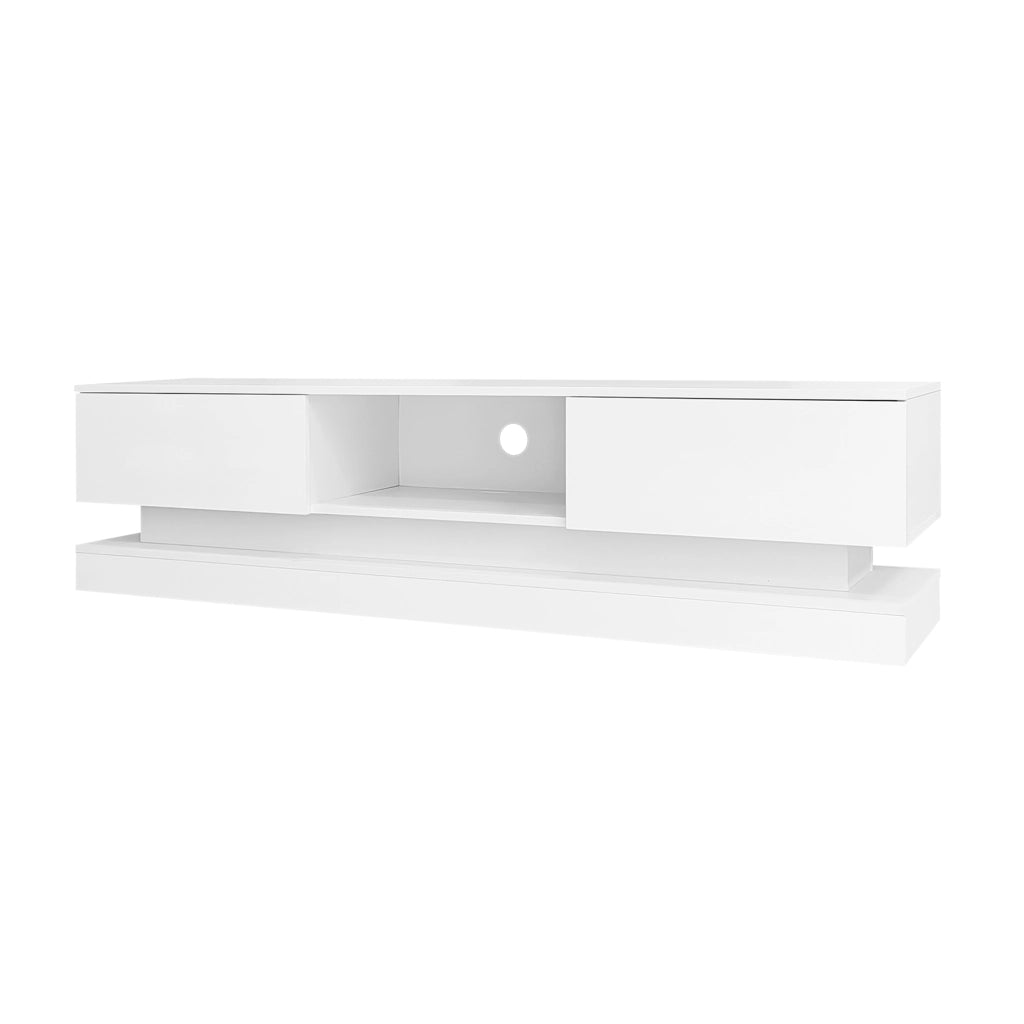 Mobile TV con LED e 2 Cassetti ¨C MINIMAL ¨C Bianco Lucido 160x35x40,5 cm