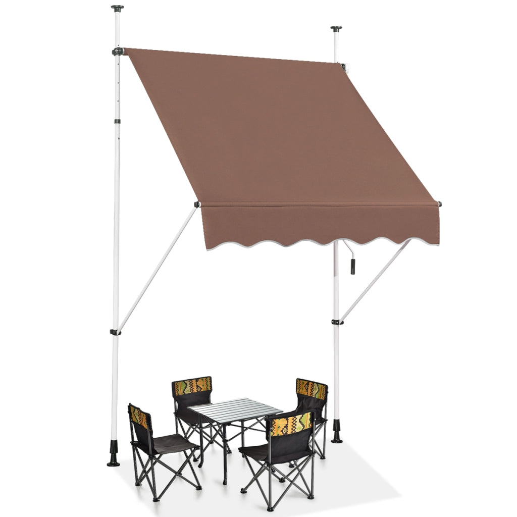 Tenda a molla da 150 cm di larghezza senza forare da balcone resistente ai raggi UV, Tenda regolabile in altezza Marrone-Tende parasole