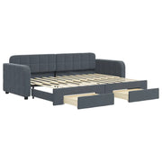 Divano letto | Sof¨¤ letto | Letto singolo Estraibile Cassetti Grigio Scuro 80x200cm Velluto