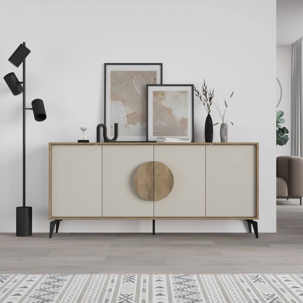 Credenza in legno "Gora Wide" - 180 x 36 x 82 cm - Crema