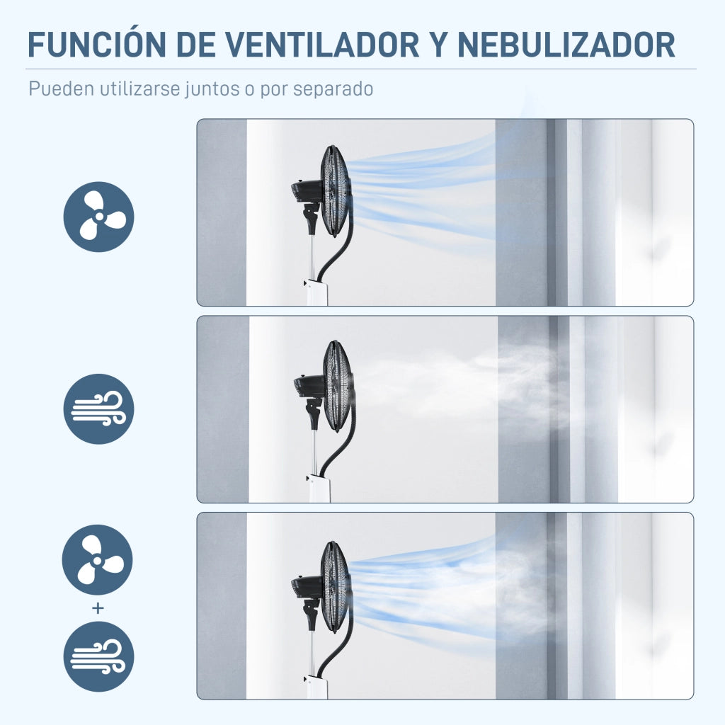 Ventilatore Nebulizzatore 3 Velocit¨¤ 3 Modalit¨¤ Timer Ruote 3L ¨C zephmum ¨C Nero Bianco 44.5x38.5x120 cm
