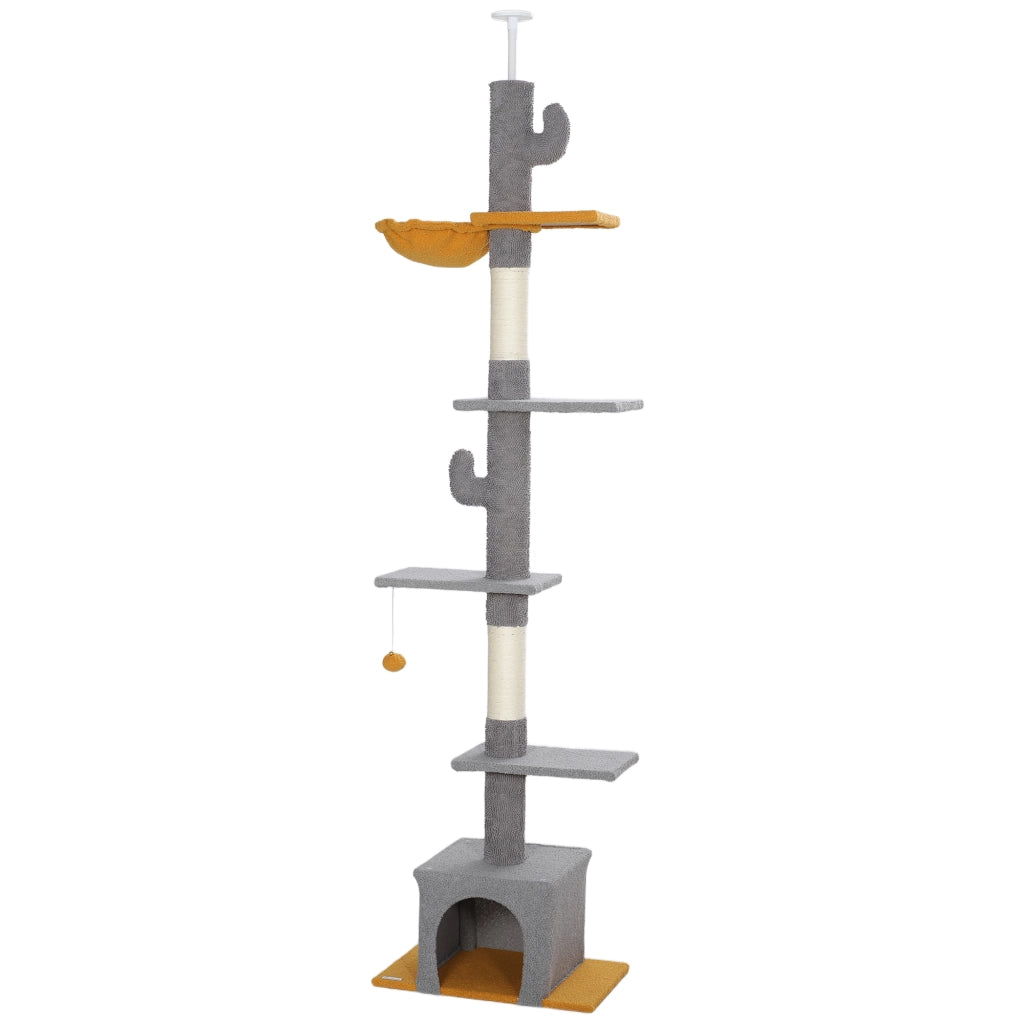 Tiragraffi per Gatti 275cm ¨C Xylo ¨C 6 Livelli con Piattaforme e Cuccia Grigio Chiaro
