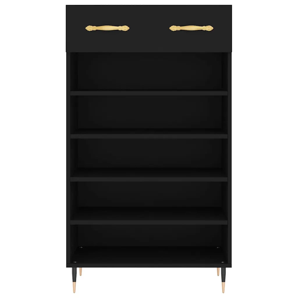Scarpiera-Scaffale per scarpe Nera 60x35x105 cm in Legno Multistrato 620473