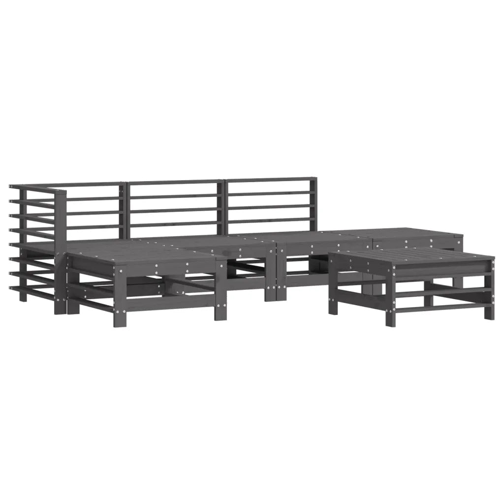 Set Salotto da Giardino 6 pz Grigio in Legno Massello di Pinocod mxl 118165