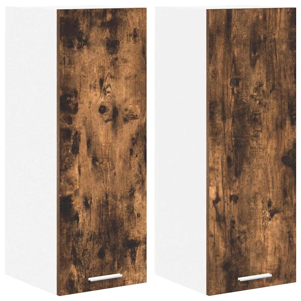 Armadio pensile con porta Riga 2 pcs Rovere Affumicato e Bianco