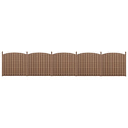 Set di 5 Pannelli Steccato ad Arco con Doghe in WPC e Base in Acciaio (AxL)185x932 cm - Marrone NEU.HOLZ