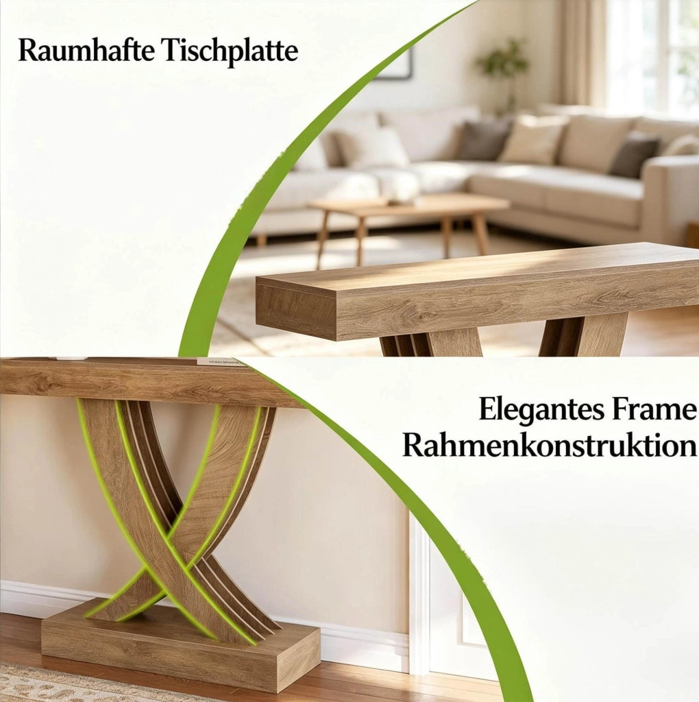 Consolle ULEVR 110 cm in MDF marrone con base a X, tavolo da ingresso e soggiorno