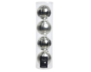 Set  4 palline vetro natalizie argento satinato lucido cm 10