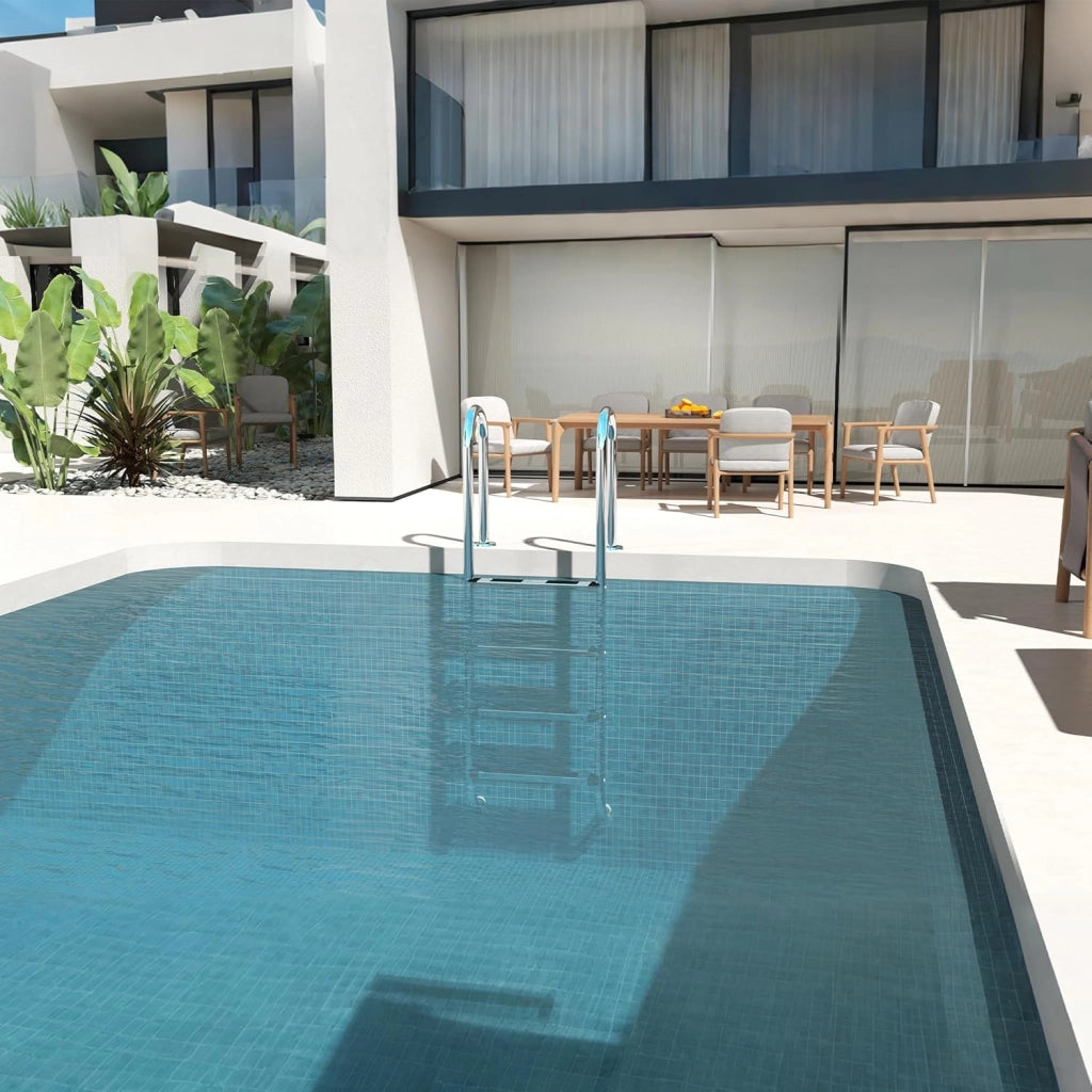 Scala per piscina in acciaio inox, 3 livelli, 132 cm, con cuscinetto antiscivolo e corrimano curvo, scaletta per piscina