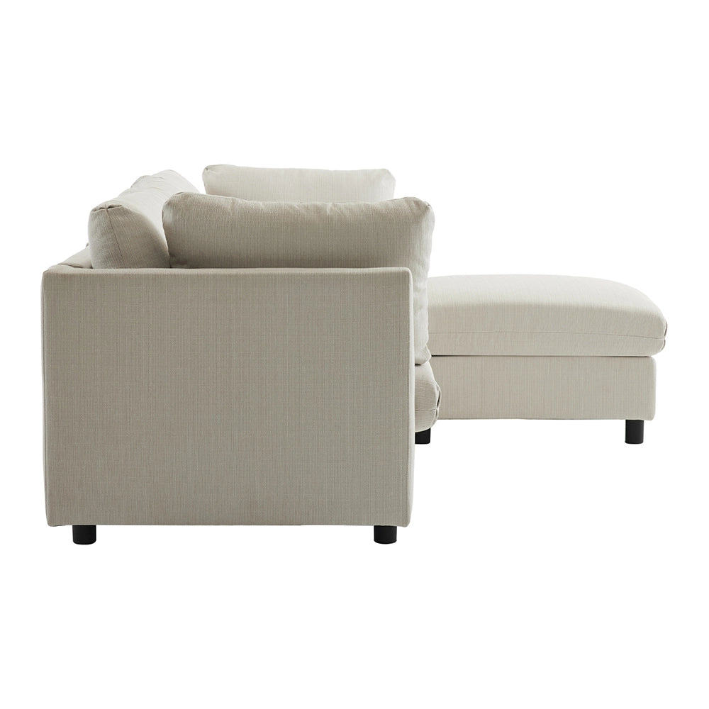 Divano angolare con pouf - Xylo - Tre posti, imbottito, beige