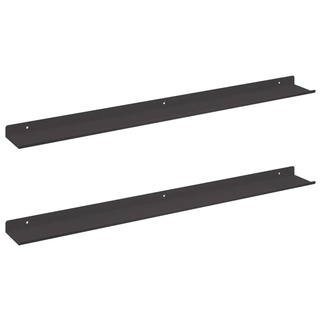Mensola sospesa 2 pcs Nero 80 x 9 x 2,5 cm Acciaio 8003972