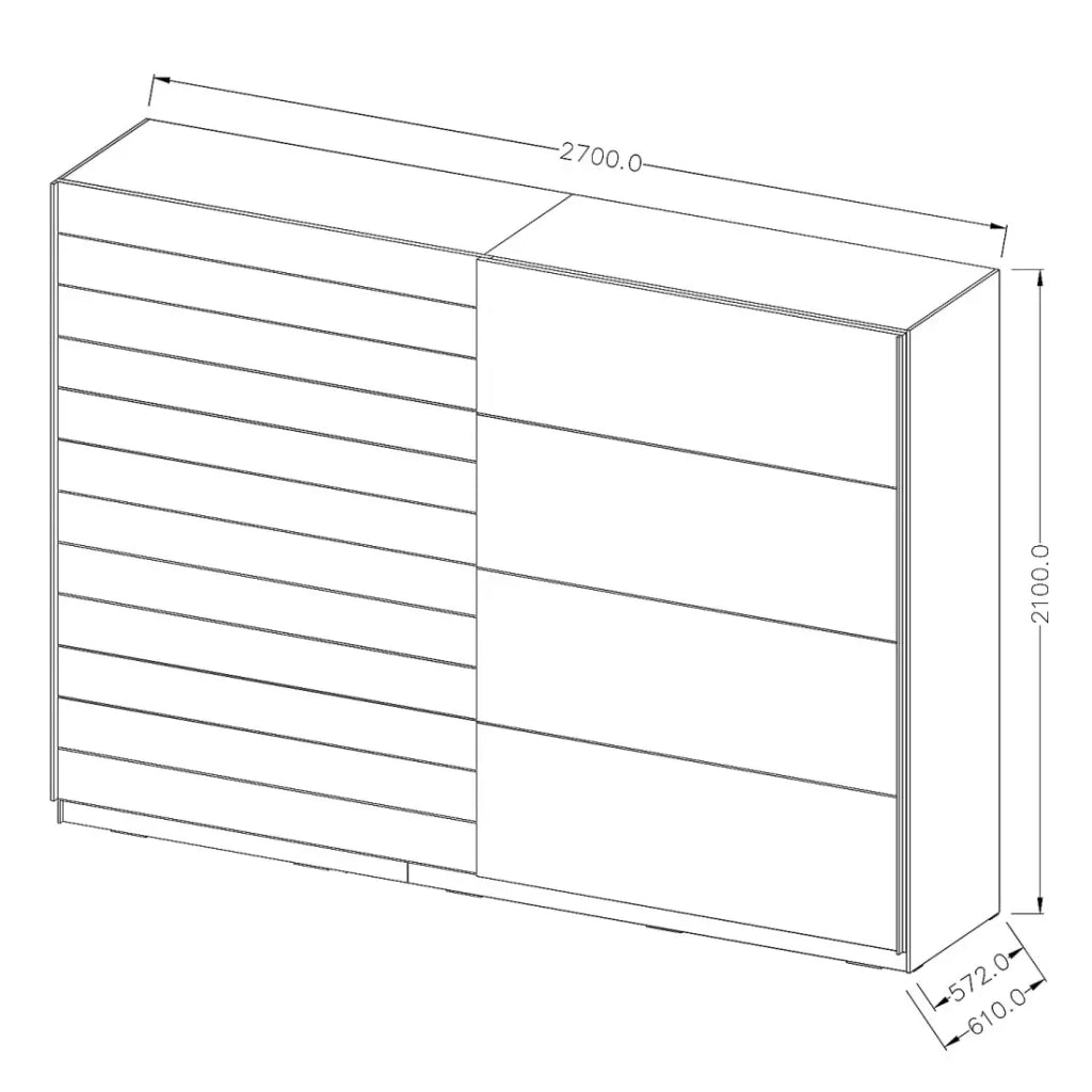 Armadio FLOYD 2 porte scorrevoli con specchio scuro e chiusura silenziosa 270 cm