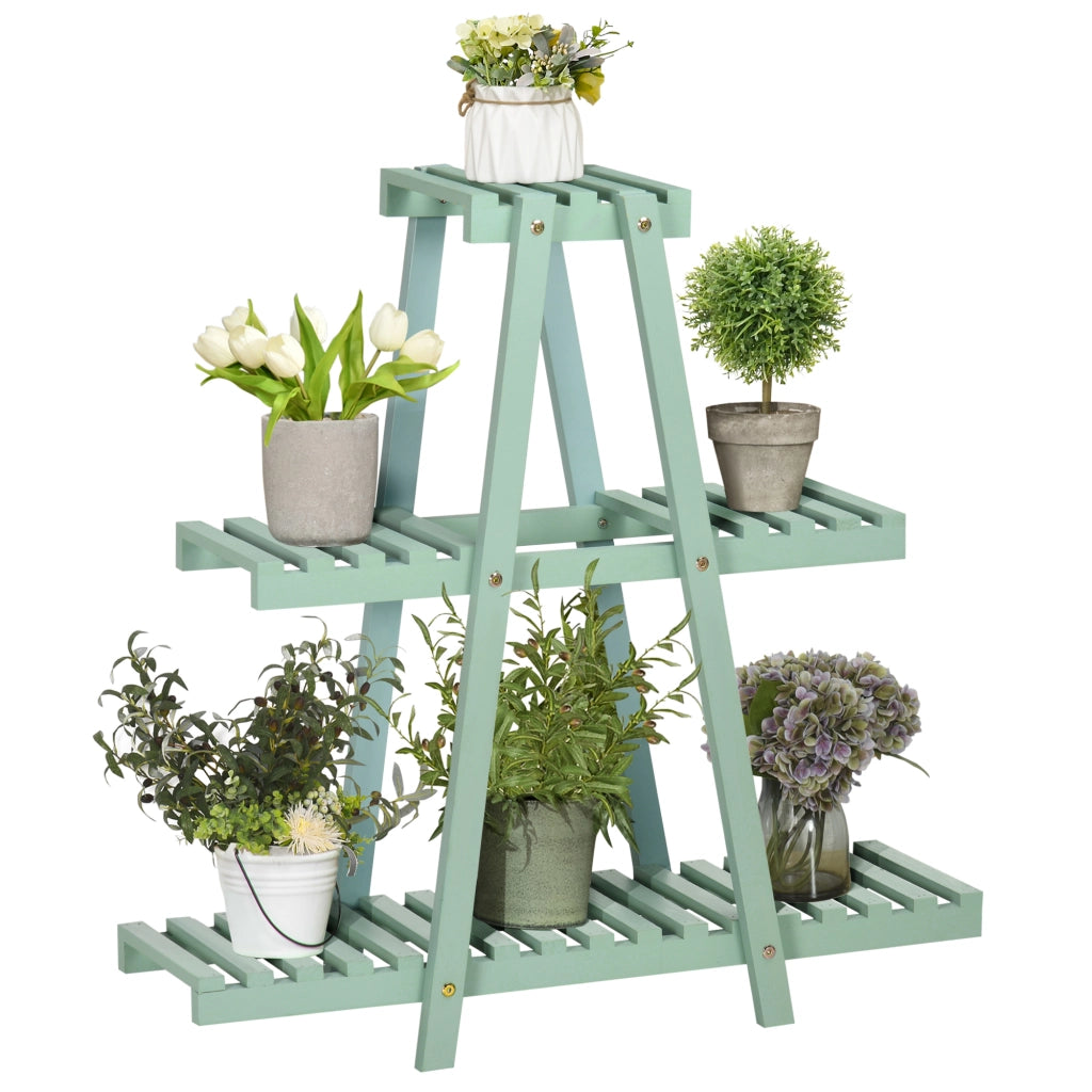 Portapiante a 3 Livelli in Legno ¨C zephmum ¨C Verde Chiaro 76x26x76 cm