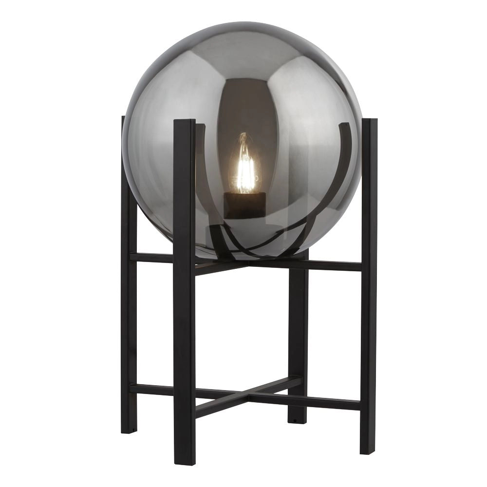 Lampada da tavolo Amsterdam - Metallo nero e vetro fumé