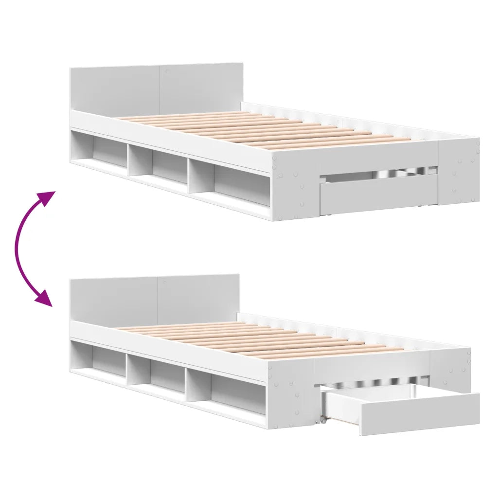 Giroletto con Cassetto Bianco 90x190 cm in Legno Multistrato