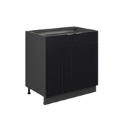 Mobile lavello cucina Fame-Line Nero rigato/Antracite 80 cm con ripiano, senza piano di lavoro Vicco