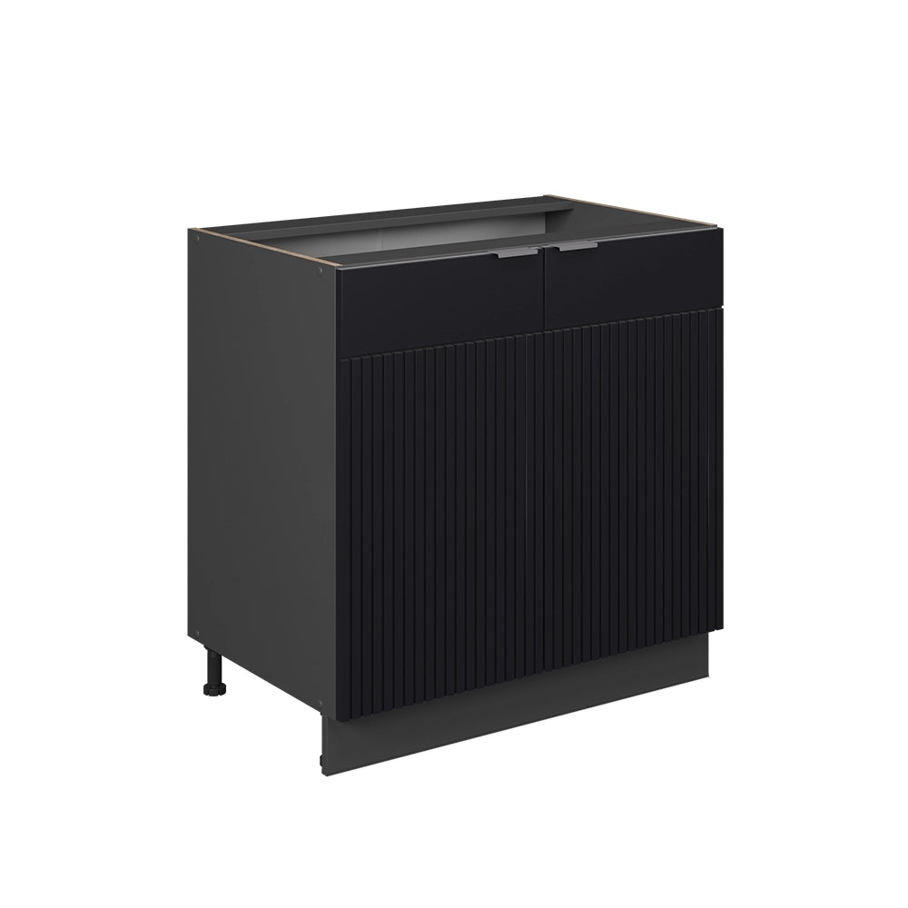 Mobile lavello cucina Fame-Line Nero rigato/Antracite 80 cm con ripiano, senza piano di lavoro Vicco