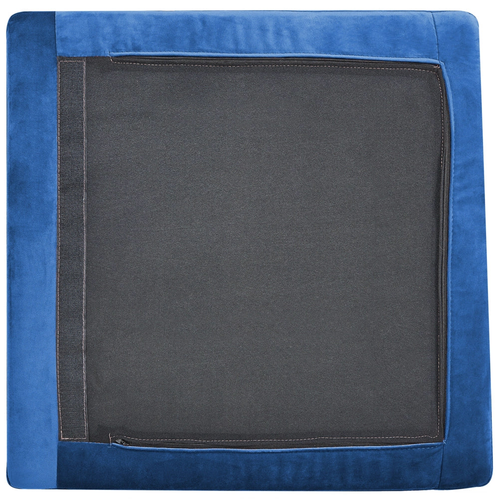 Divano ad angolo a 1 posto in velluto blu marino Modulo con gambe in metallo argento Stile glamour