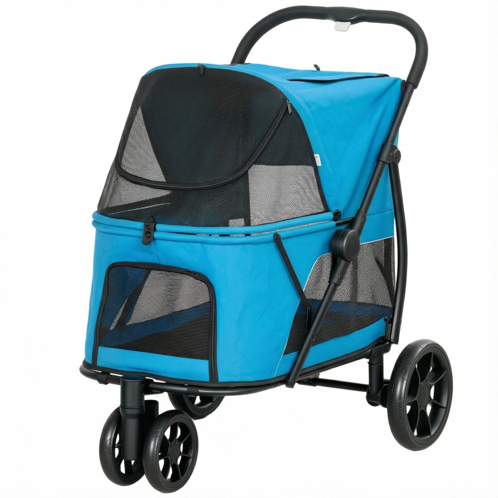 Carrello per Cani Pieghevole ¨C Zephmum ¨C Blu 92x63x95 cm