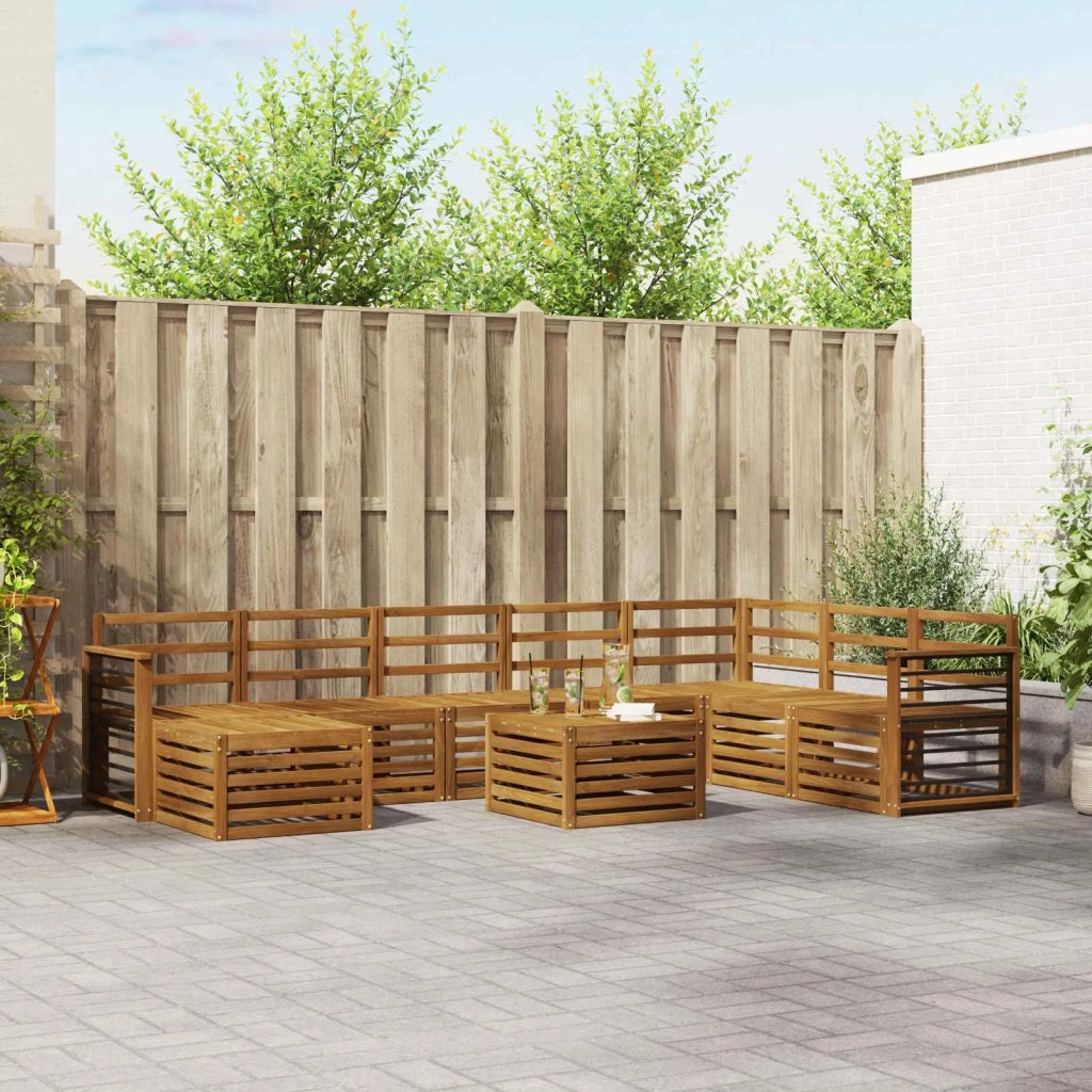 Set divano sezionale 9 pcs Naturale Legno di Acacia Massello