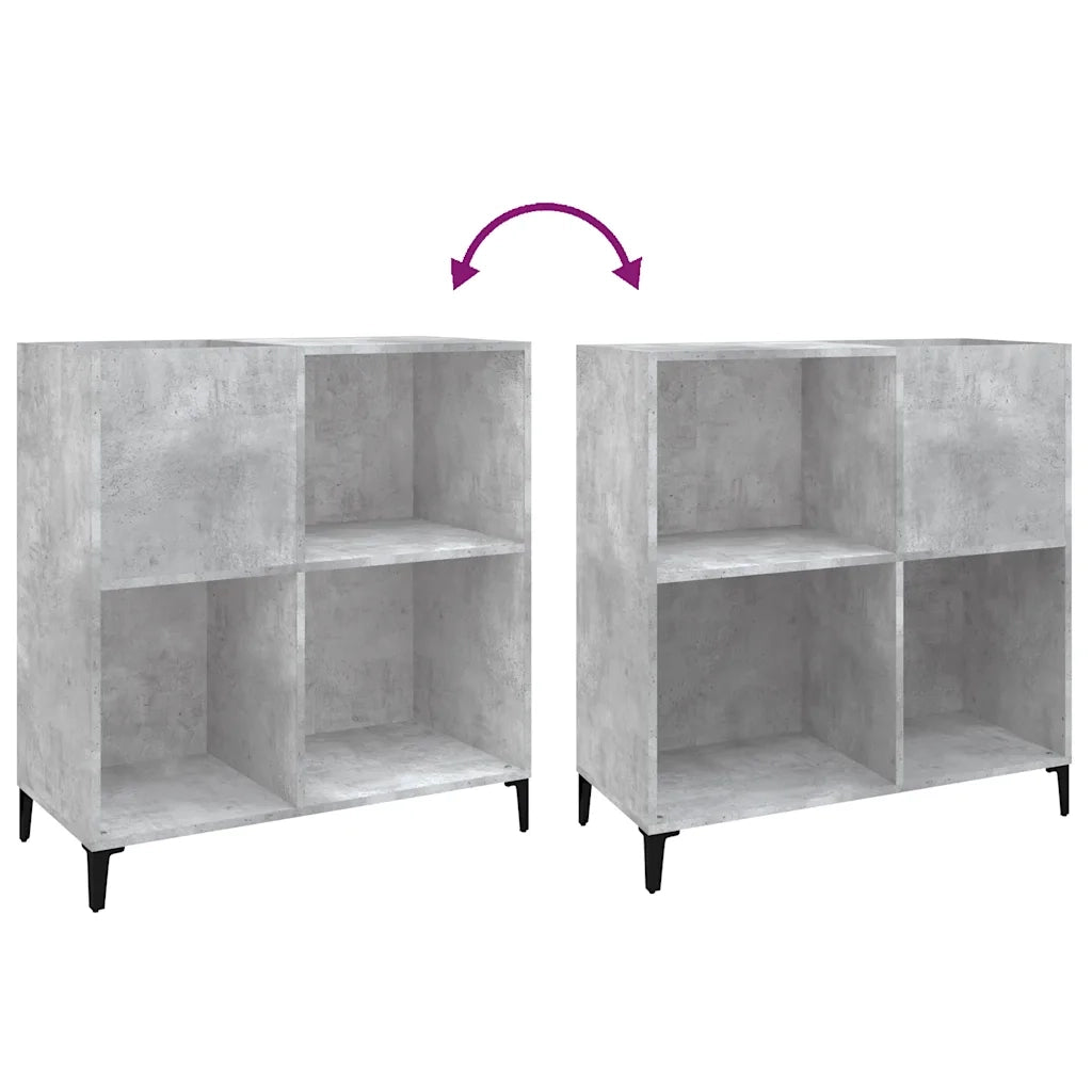 Mobile Porta Dischi Grigio Cemento 84,5x38x89 Legno Multistrato 832001