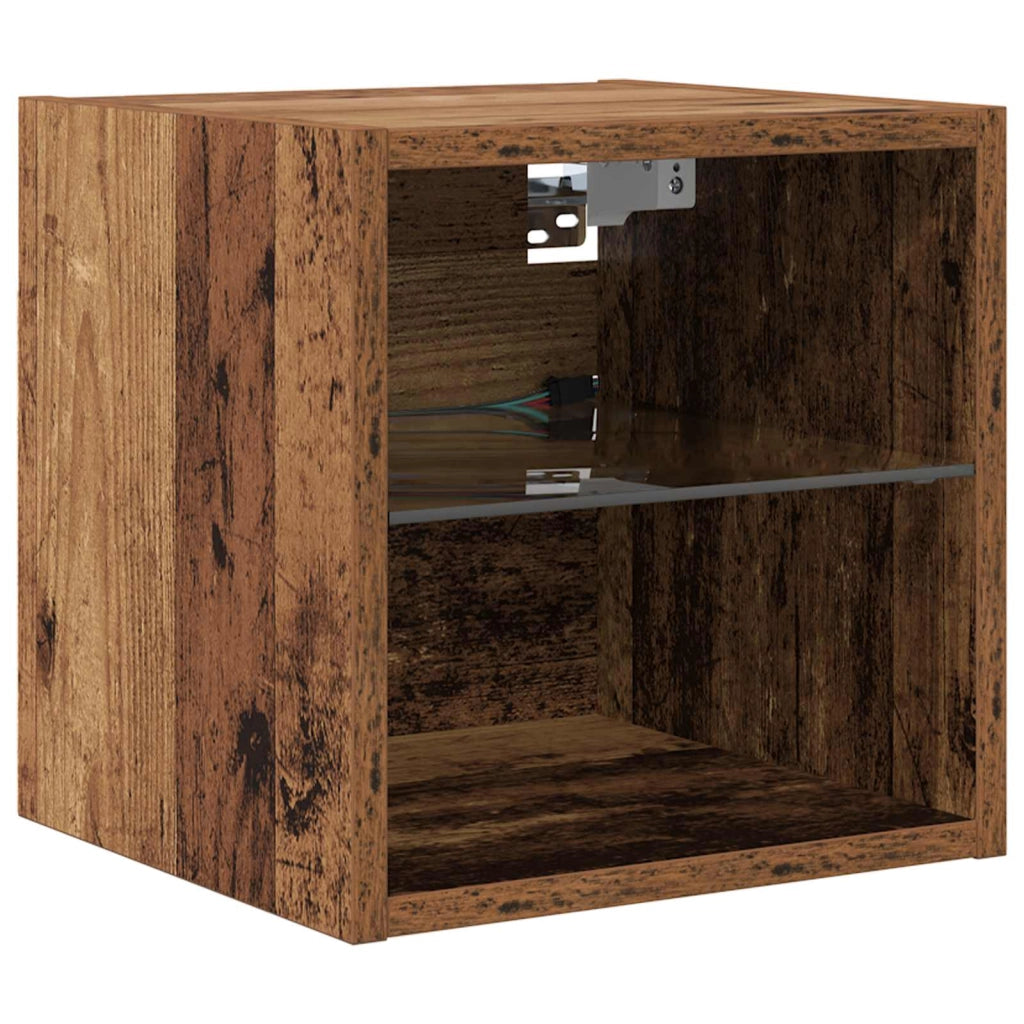 Mobile porta TV moderno da parete con illuminazione a LED 30 x 28,5 x 30 cm in legno anticato 02_0056088