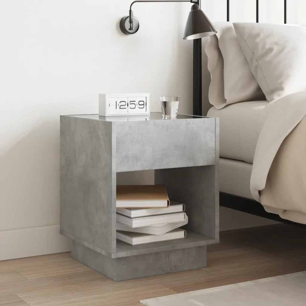 Comodino con LED Infinity Grigio Cemento 40x40x50 cm 3284080