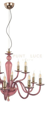 LAMPADARIO PAGANINI 8 LUCI BORGOGNA ORO ATTACCO E14 D.84CM