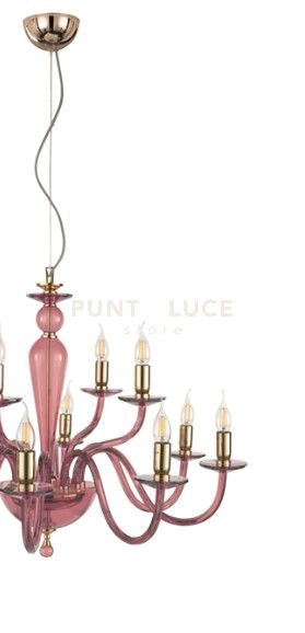 LAMPADARIO PAGANINI 8 LUCI BORGOGNA ORO ATTACCO E14 D.84CM