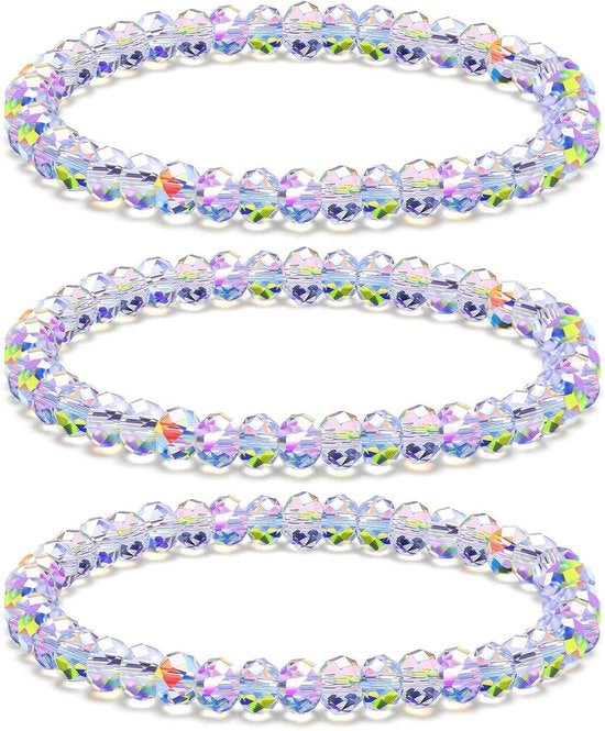 Bracciale di Perle di Cristallo Aurora Boreale Multi-strato Gioielleria di Moda per Donna - Set da 3