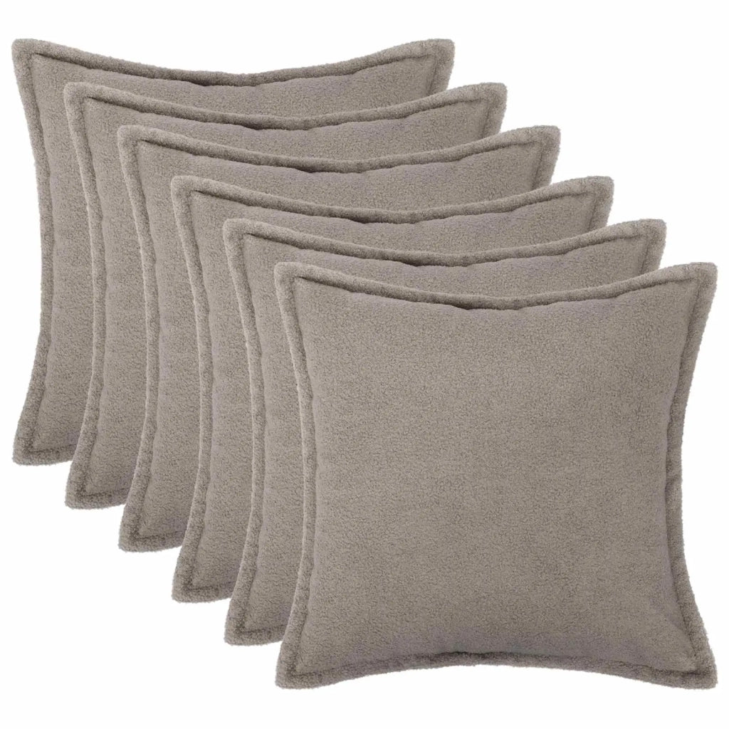 Federa 6 pcs HOUTEN Grigio Chiaro 30 x 30 cm Bouclé 915850