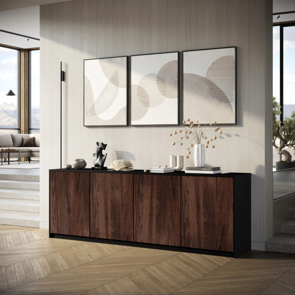 Buffet 4 ante BUDAPEST nero/rovere rio